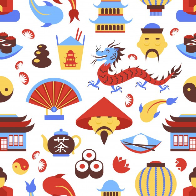 626x626 China Travel Chinese Traditional Culture Symbols Seamless Pattern