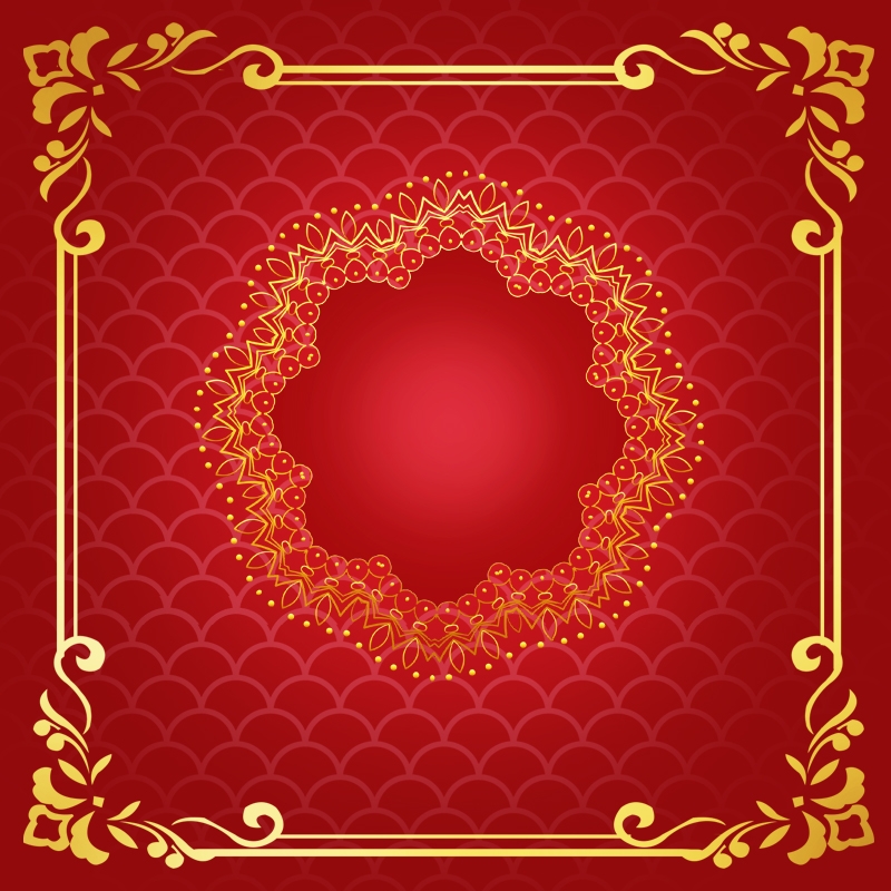 800x800 Chinese Style Gorgeous Wedding Album Invitation Vector Background