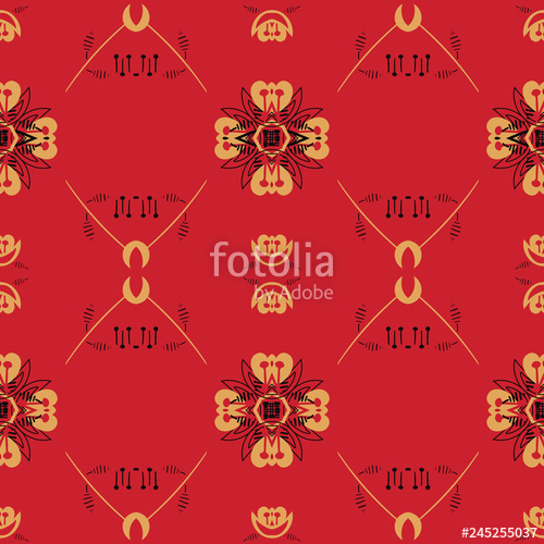 500x500 Geometric Red And Gold Repeat Seamless Pattern, Perfect