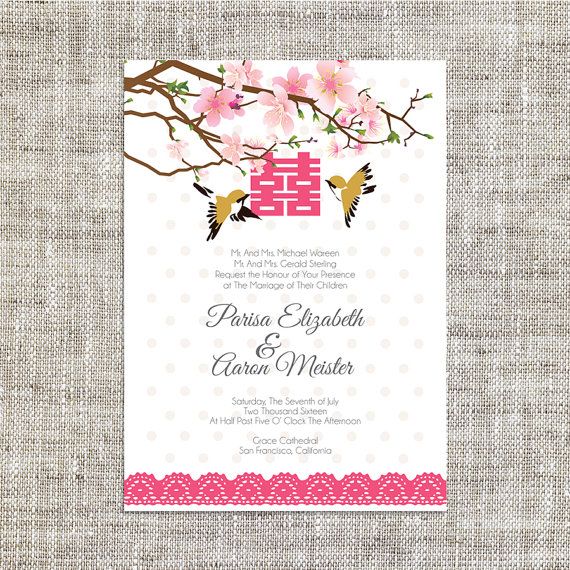 Make An Cherry Blossom Chinese Wedding Invitation Card Template 570x570 Make An Cherry Blossom Chinese Wedding Invitation Card Template