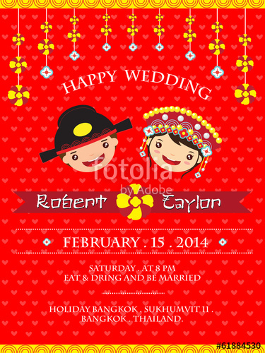 Chinese Wedding Invitation Card Template, Cartoon Wedding Stock 375x500 Chinese Wedding Invitation Card Template, Cartoon Wedding Stock