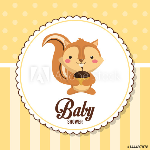 500x500 Baby Shower Card Invitation Cute Chipmunk Vector Illustration