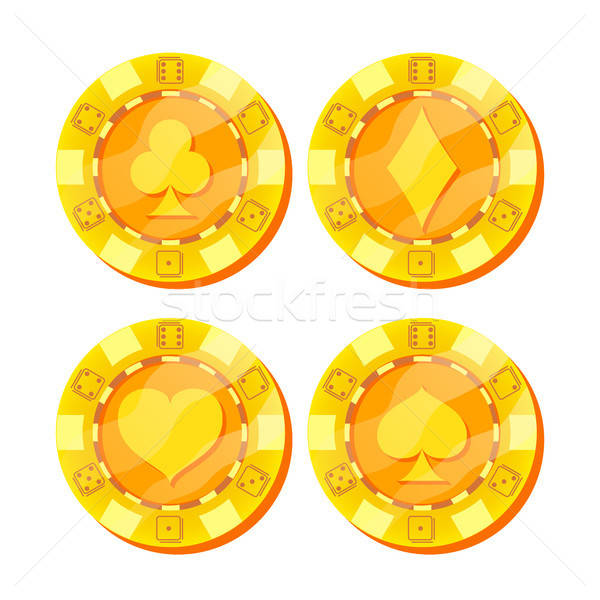 600x600 Poker Chips Vector Card Suits Sign Flat, Cartoon Set Game Money