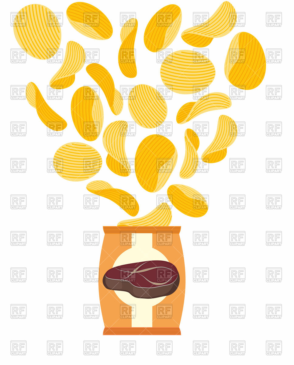 967x1200 Potato Chips With Taste Of Fried Steak, Crunchy Crisps Vector