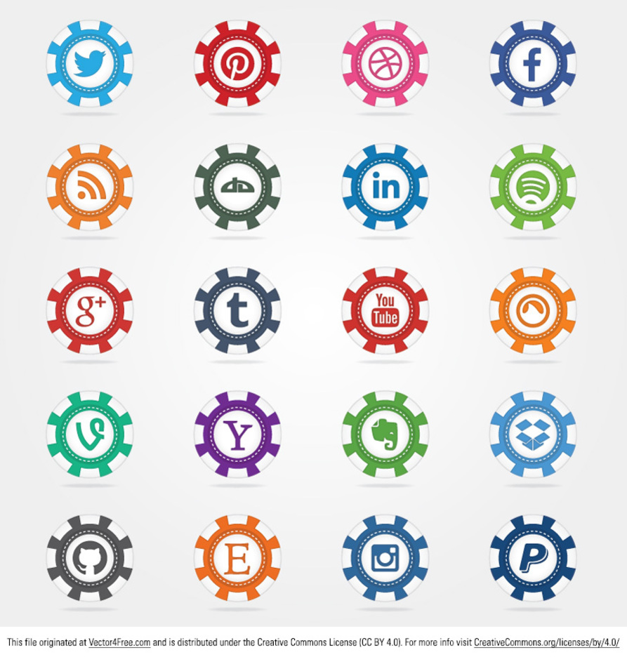 893x936 Social Poker Chips Vector Icons