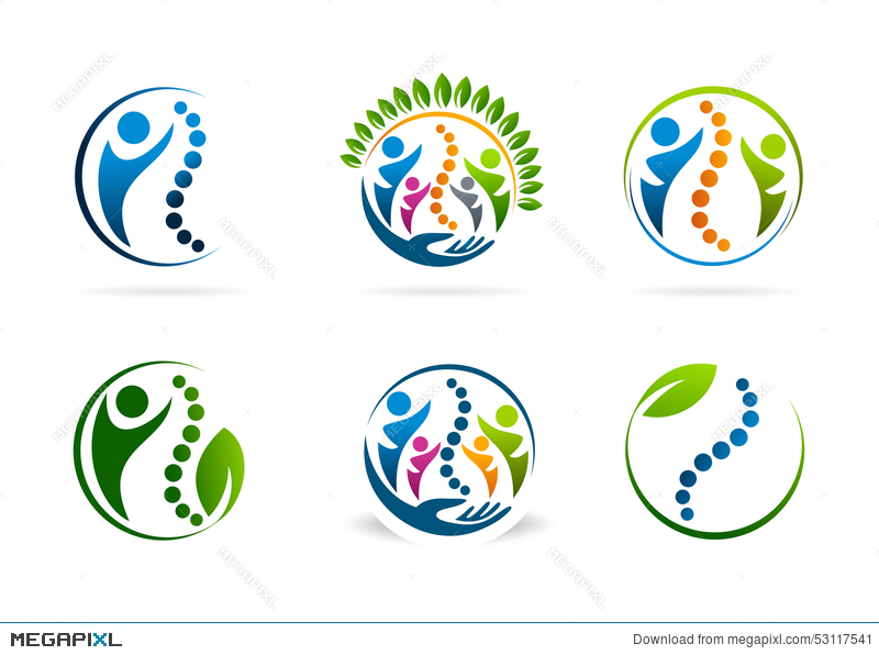 800x596 Chiropractic Vector Logo Design Set Illustration