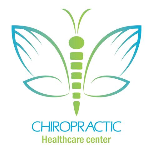 490x490 Chiropractic Clinic Logo With Butterfly, Symbol Of Hand And Spine