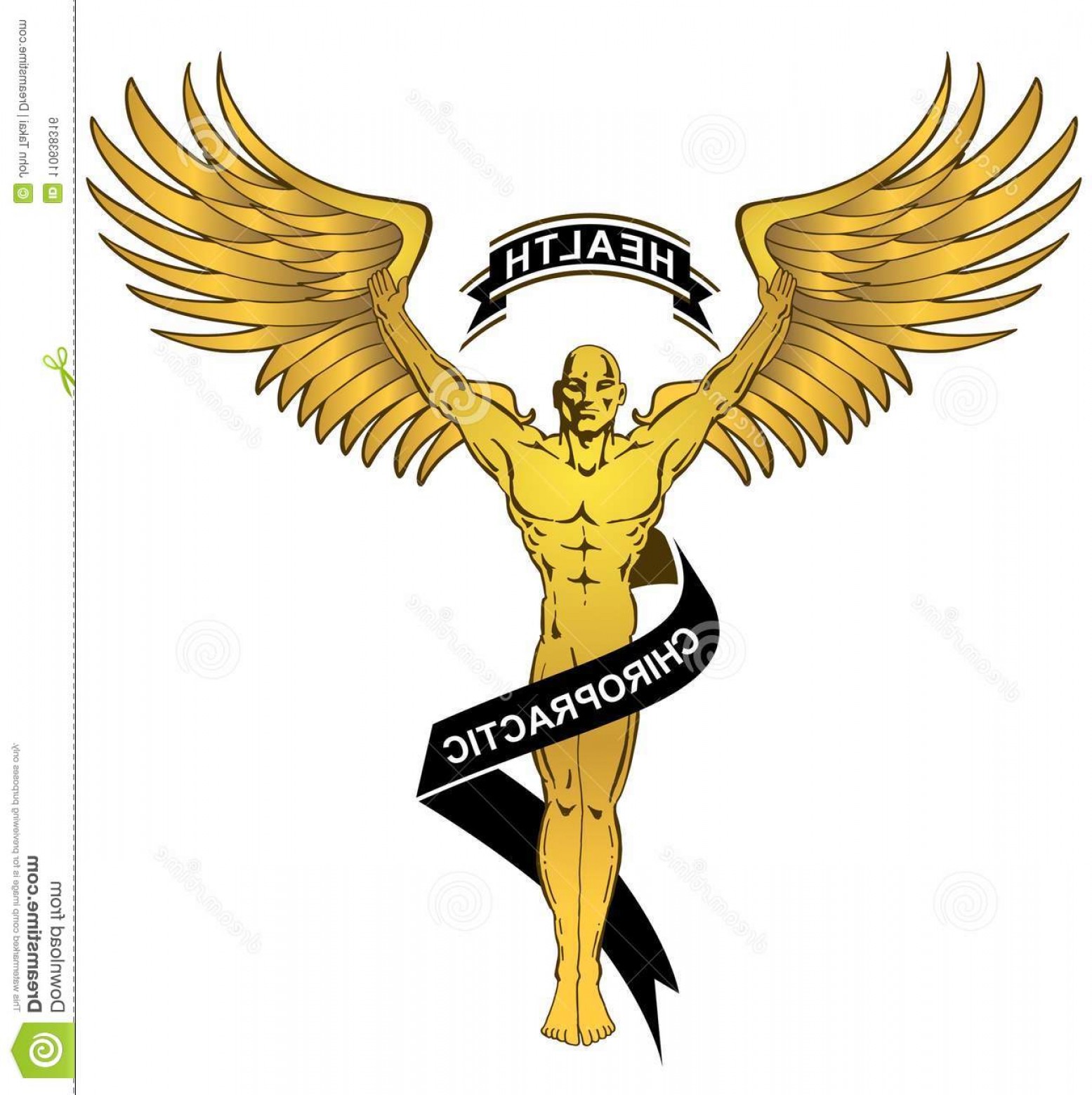 1555x1560 Image Chiropractic Health Gold Angel Man Isolated White