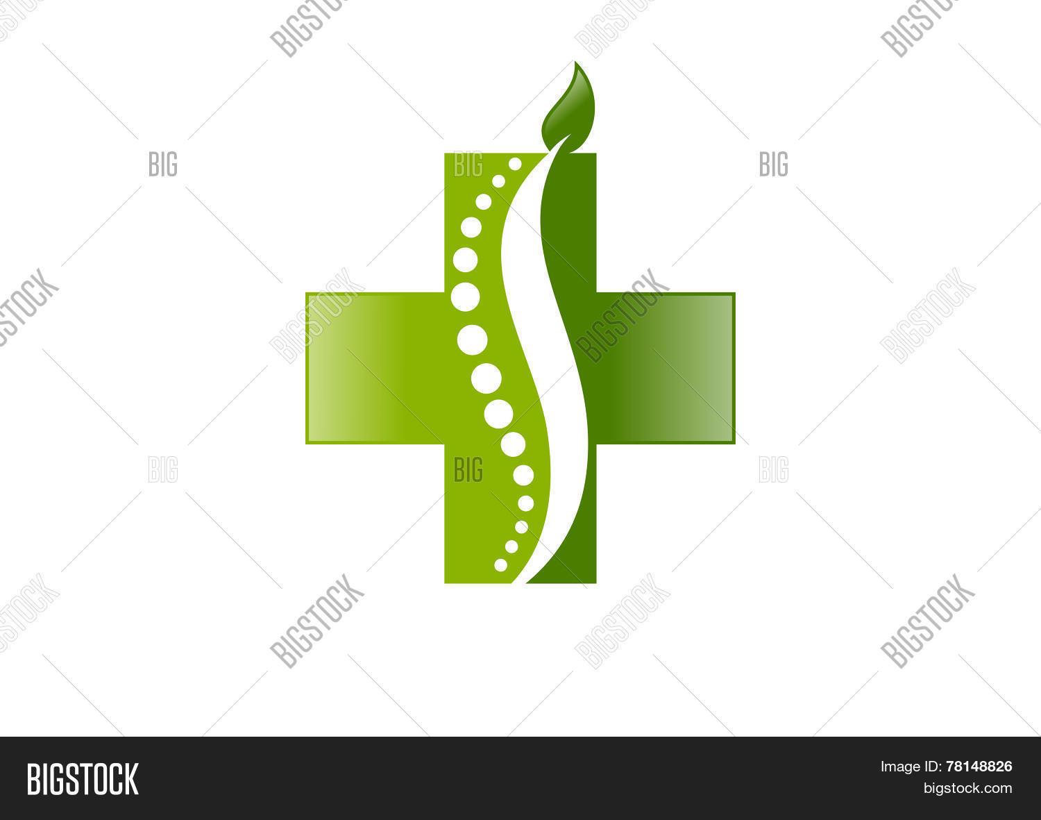1500x1181 Leaf Cross Medical Chiropractic Vector Emblem Design