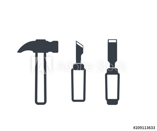 500x417 Hammer, Cutter And Chisel Vector Icons
