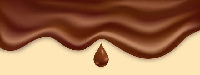 Sweet Delicious Melted Chocolate Background, Vector Illustration 640x240 Sweet Delicious Melted Chocolate Background, Vector Illustration