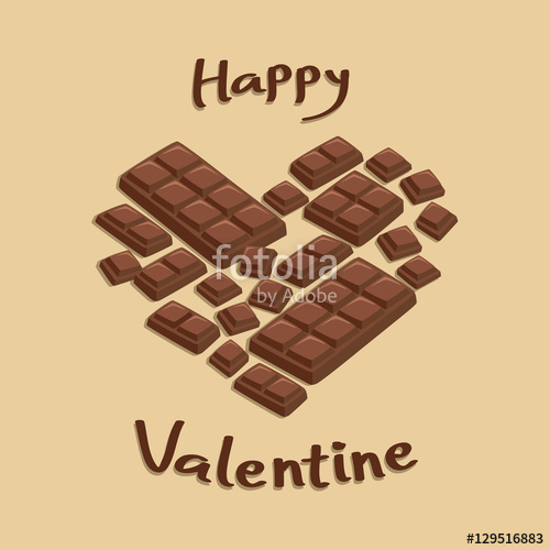 500x500 Valentines Milk Chocolate Bar Pieces Forming Heart Shape Greeting