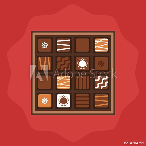 500x500 Chocolate Box, Vector Illustration