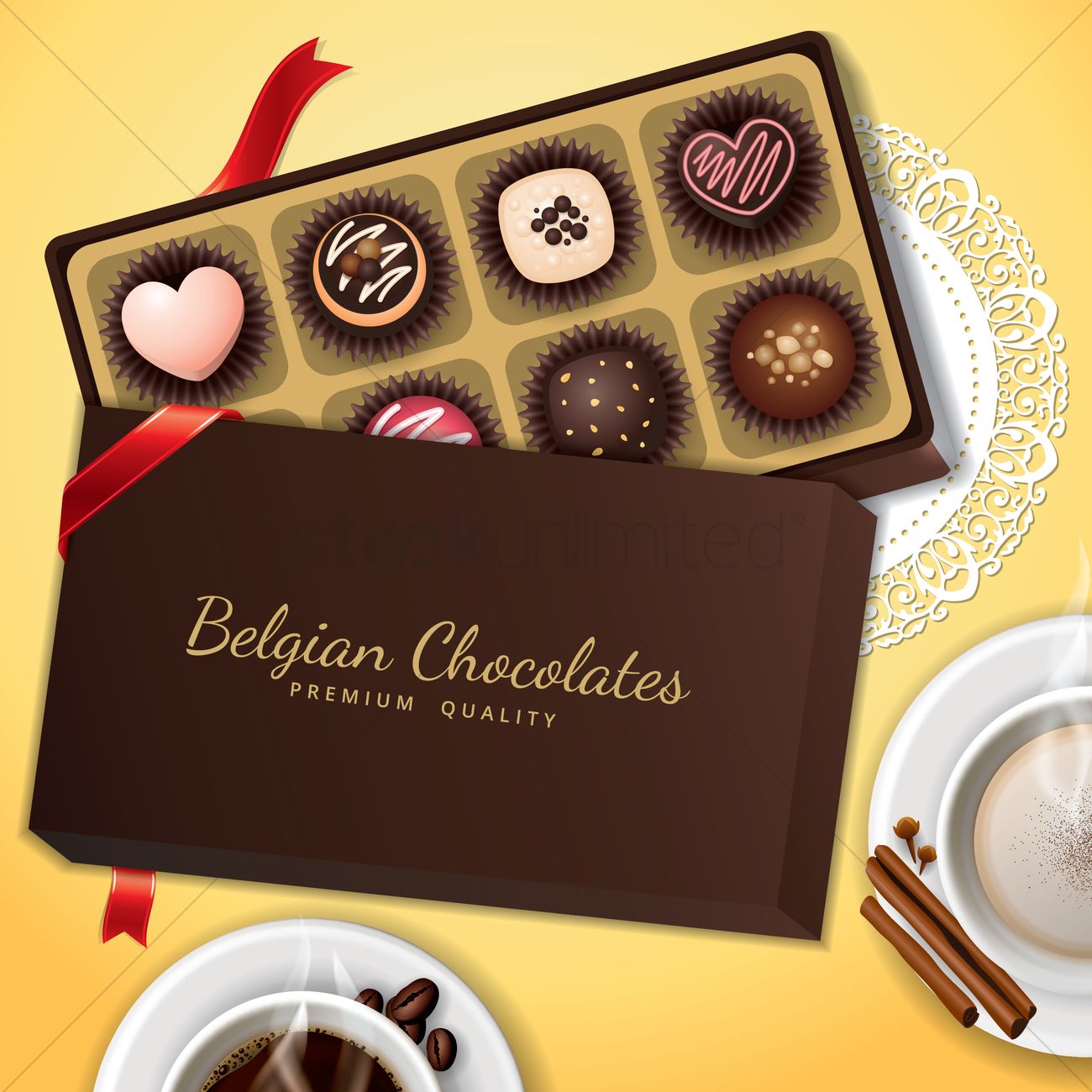 1300x1300 Belgium Chocolates In A Box Vector Image
