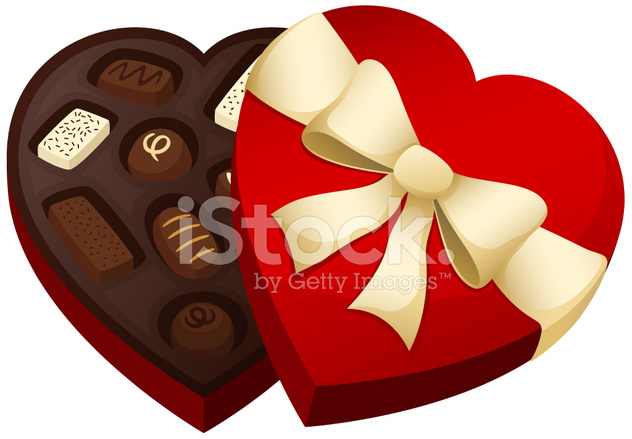 632x439 Heart Shaped Chocolate Box Stock Vector