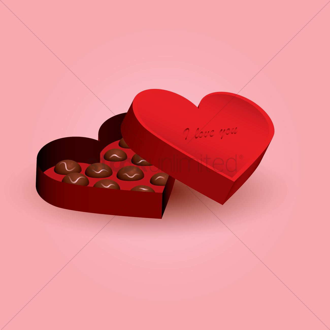 1300x1300 Heart Shaped Chocolate Box Vector Image
