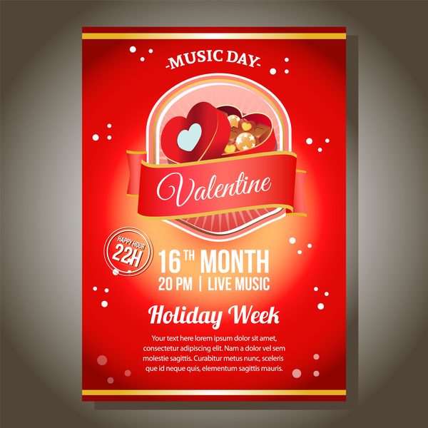 600x600 Red Valentine Party Poster With Chocolate Box Vector Free Download
