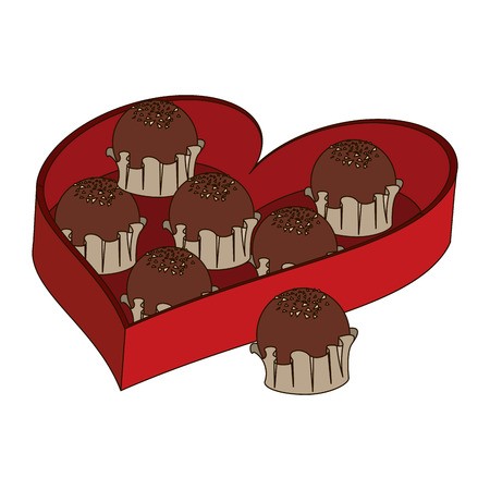 450x450 Set Of Chocolates Inside Heart Shaped Gift Box Vector Illustration