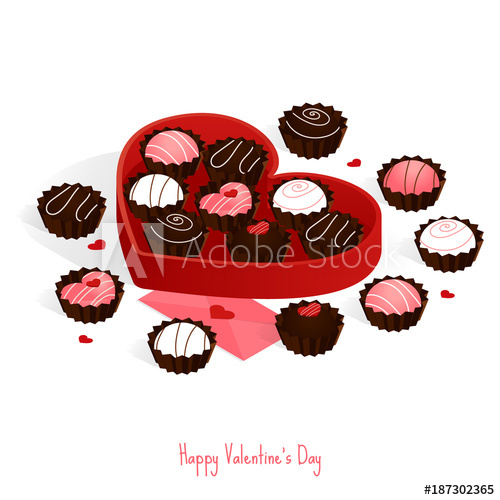 500x500 Happy Valentine's Day,isometric Chocolate Cake Gift Set Box Vector