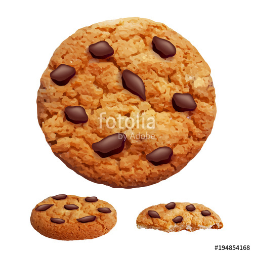 500x500 Chocolate Chip Cookies Photo Realistic Vector Stock Image