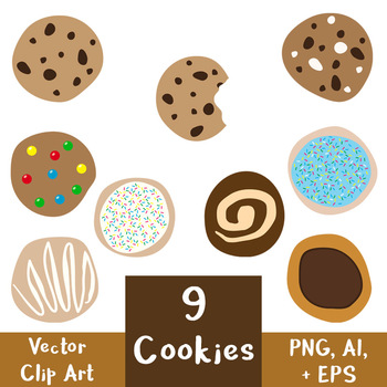 350x350 Cookies Vector Clipart Food, Dessert, Chocolate Chip, Sugar