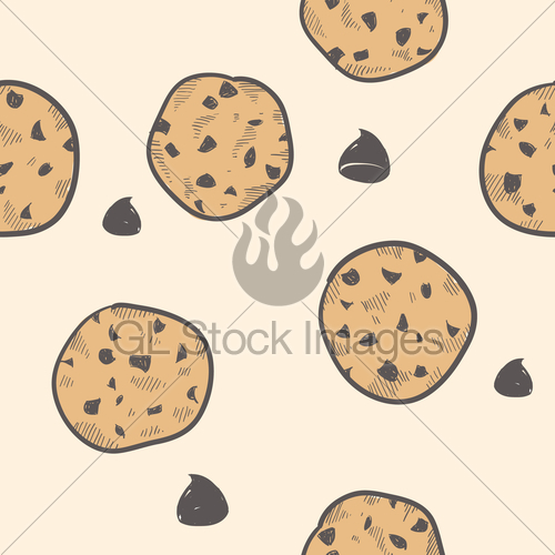 500x500 Seamless Chocolate Chip Cookie Vector Background Gl Stock Images
