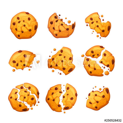 500x500 Vector Oatmeal Cookie With Chocolate Crumbs Isolated On White