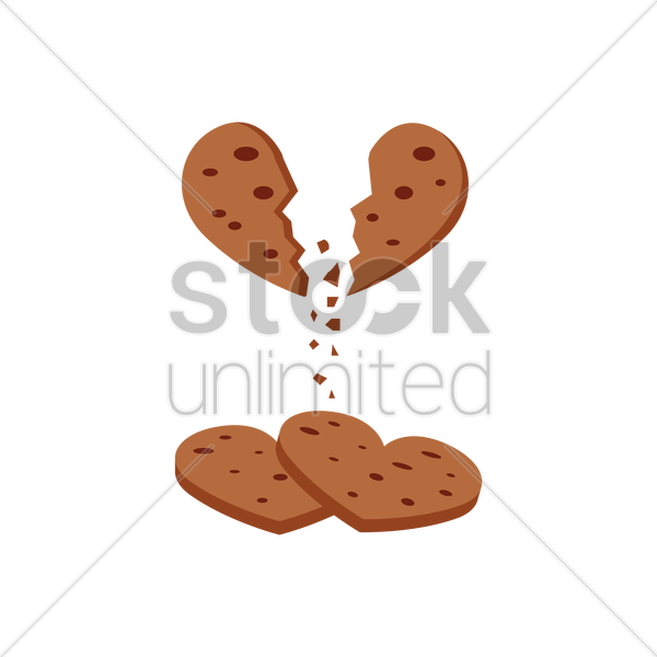 Heart Shape Chocolate Chip Cookies Vector Image 600x600 Heart Shape Chocolate Chip Cookies Vector Image