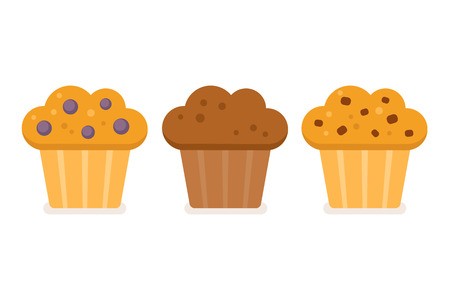 Muffn Set Blueberry, Chocolate And Chocolate Chip Vector 450x300 Muffn Set Blueberry, Chocolate And Chocolate Chip Vector
