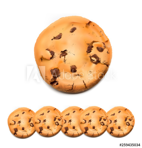 Realistic Chocolate Chip Cookies Vector Illustration Isolated 479x500 Realistic Chocolate Chip Cookies Vector Illustration Isolated