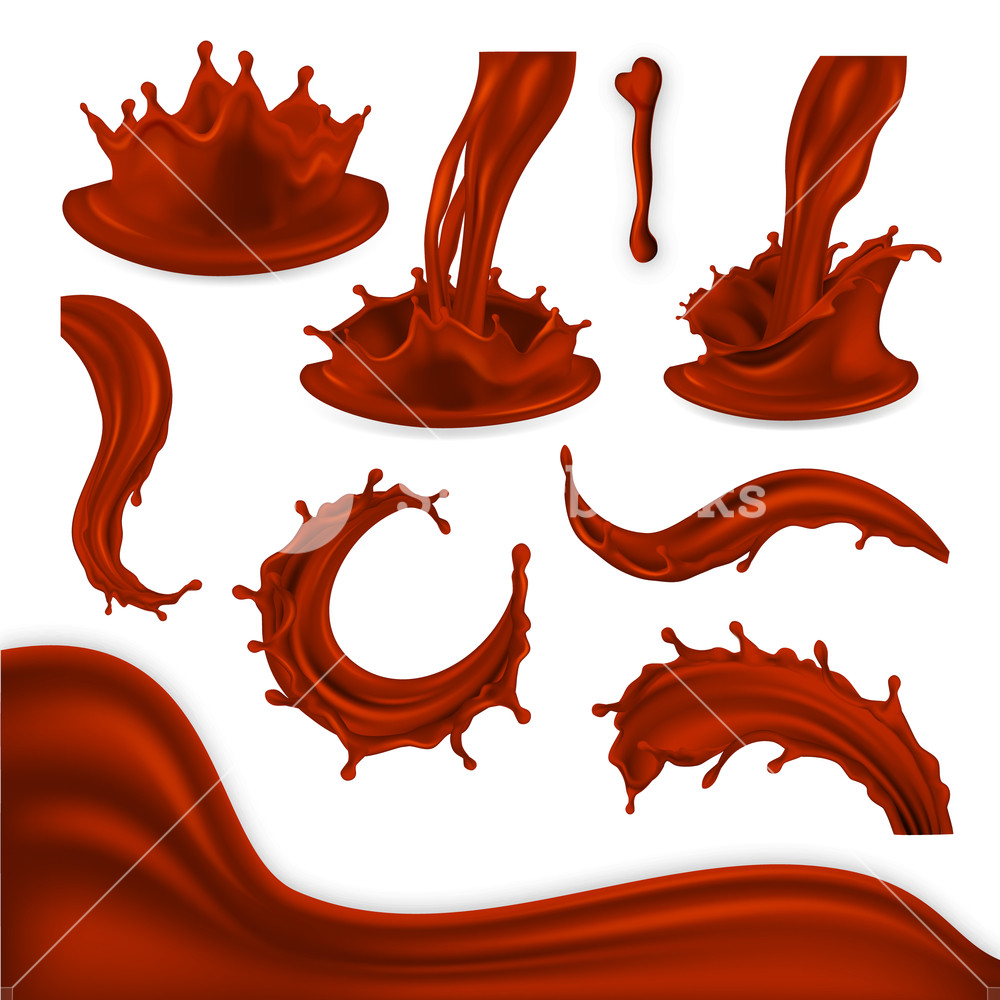 1000x1000 Chocolate Splash Set Vector Brown Cocoa Wave, Food Drop, Blots