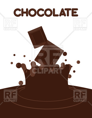 313x400 Piece Of Chocolate, Splashes Of Hot Chocolate Vector Image Of Food