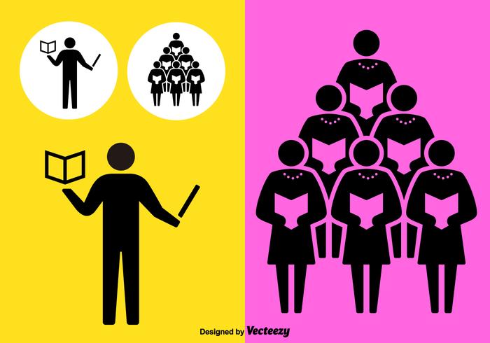 700x490 Female Choir Singing With Conductor Vector