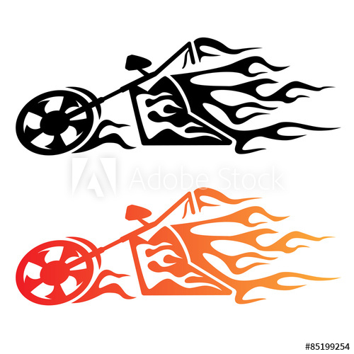 500x500 Flaming Custom Chopper Motorcycle Logo Vector Illustration