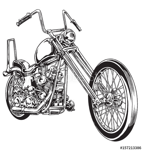 475x500 Hand Drawn And Inked Vintage American Chopper Motorcycle