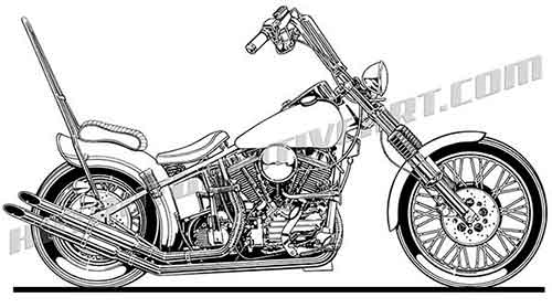500x279 Harley Davidson Panhead Chopper Vector Clip Art