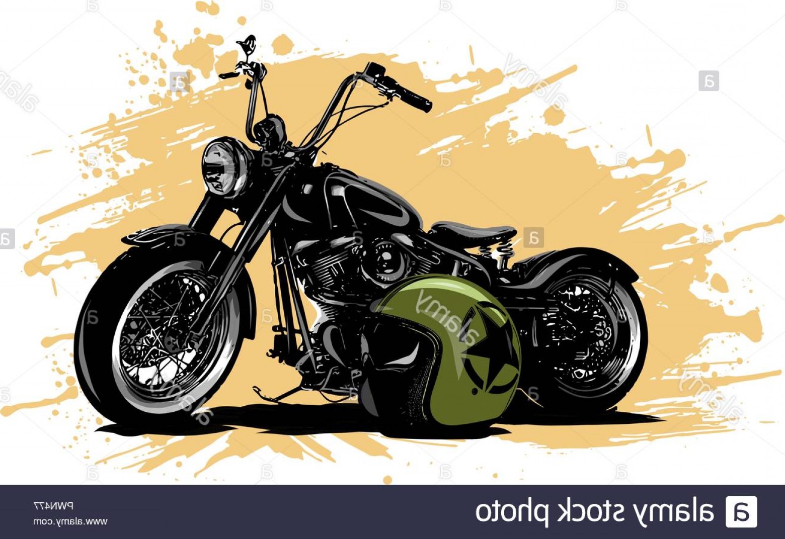 1560x1072 Vector Illustration Vintage Chopper Motorcycle Poster With Helme
