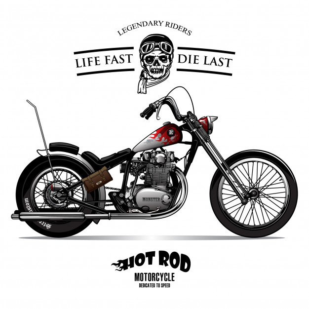 626x626 Vintage Chopper Motorcycle Poster Vector Premium Download
