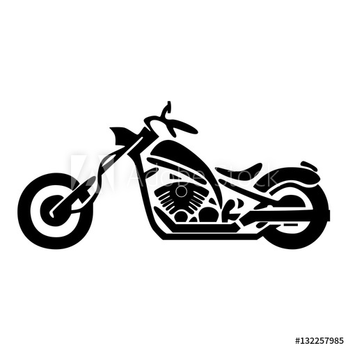 500x500 Motorbike Motorcycle Chopper Custom Black Icon Vector