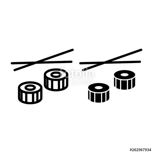 Sushi Line And Glyph Icon Sushi With Chopsticks Vector 500x500 Sushi Line And Glyph Icon Sushi With Chopsticks Vector