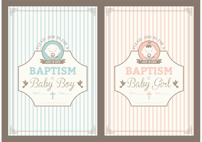 700x490 Retro Christening Invitation Vector Cards