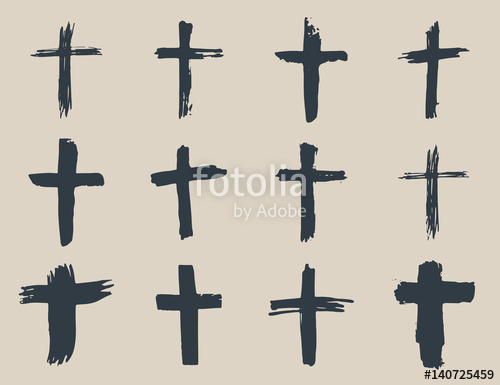 500x385 Grunge Hand Drawn Cross Symbols Set Christian Crosses, Religious