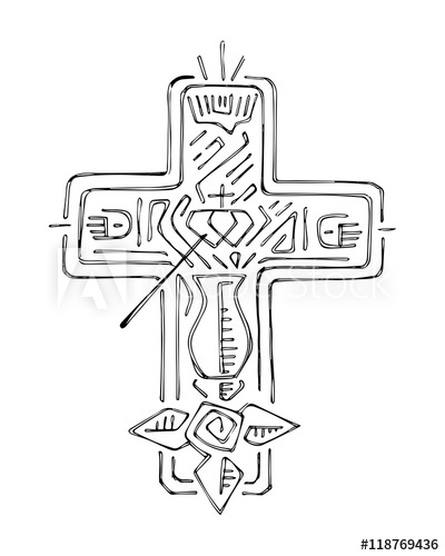 400x500 Religious Cross With Symbols Illustration