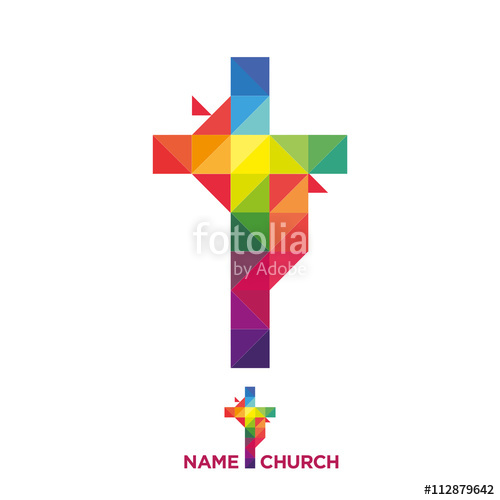 500x500 Template Logo Christian Cross Stylized Youth Stock Image