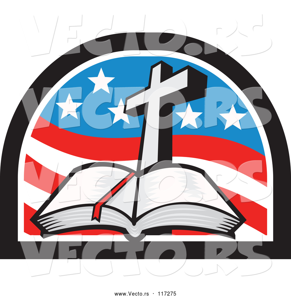 Vector Of A Christian Cross And Open Bible In An American Flag 1024x1044 Vector Of A Christian Cross And Open Bible In An American Flag