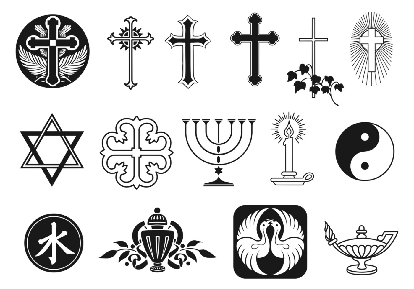 Religious Symbol Vector Pack 1400x980 Religious Symbol Vector Pack