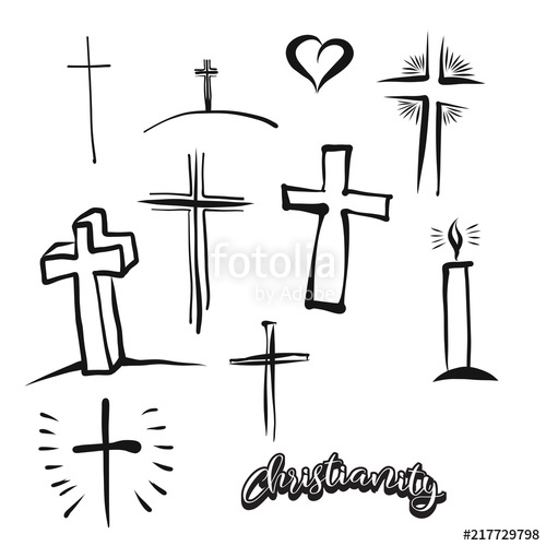 Set Of Hand Drawn Christianity Symbols Stock Image And Royalty 500x500 Set Of Hand Drawn Christianity Symbols Stock Image And Royalty