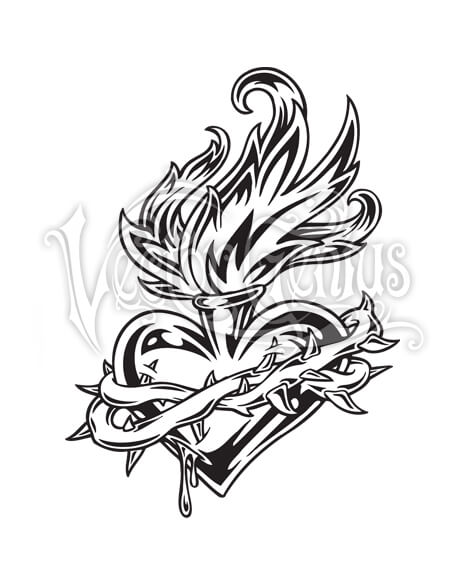 468x580 Flaming Heart Christian Clipart