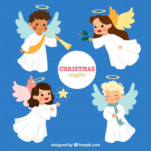 626x626 Collection Of Cute Christmas Angels Vector Free Download