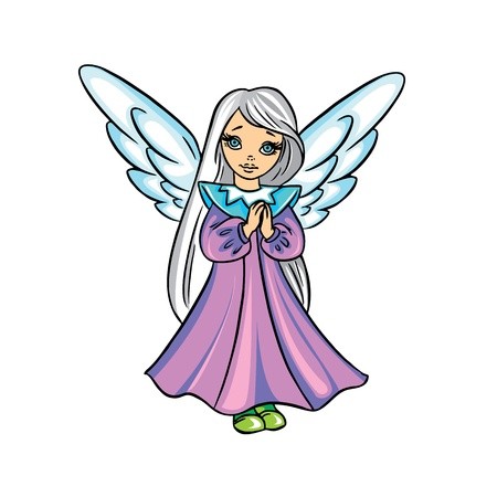 450x450 Cute Christmas Angel Vector Illustration In Color Isolated